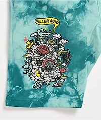 Killer Acid Peace Out Blue Tie Dye Elastic Waist Sweat Shorts