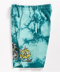 Killer Acid Peace Out Blue Tie Dye Elastic Waist Sweat Shorts