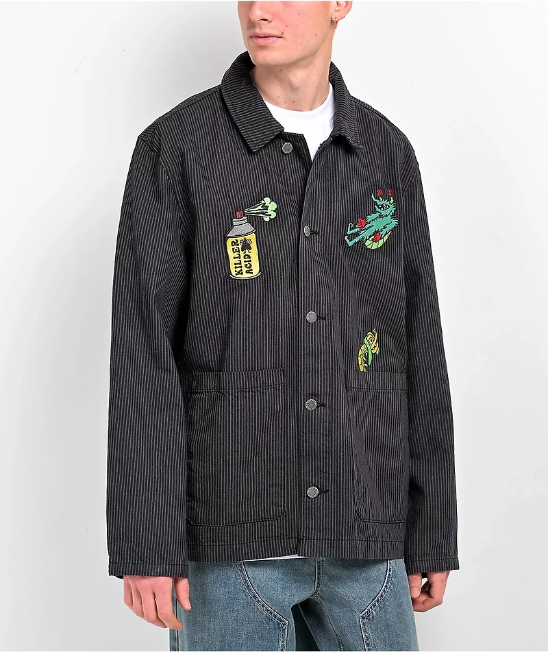 Killer Acid Pest Control Black Long Sleeve Button Up Work Shirt
