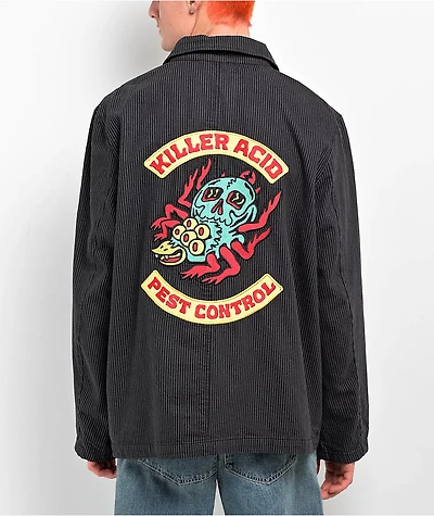 Killer Acid Pest Control Black Long Sleeve Button Up Work Shirt