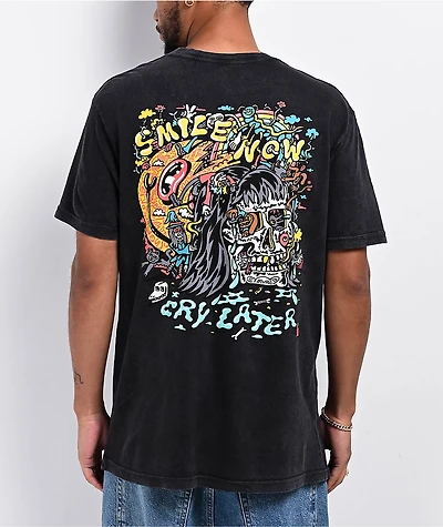 Killer Acid Smile Now Cry Later Black Wash T-Shirt