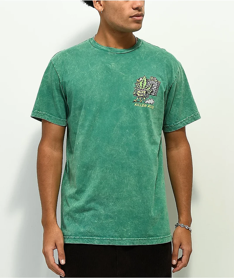 Killer Acid Stoner Graveyard Green Wash T-Shirt