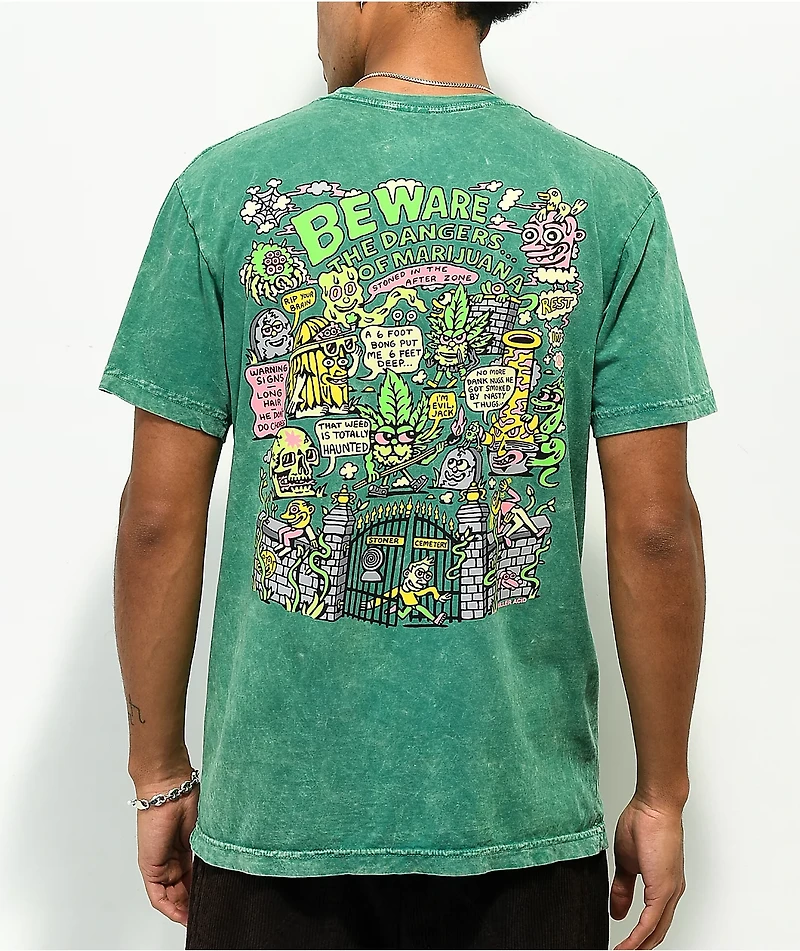 Killer Acid Stoner Graveyard Green Wash T-Shirt