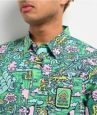 Killer Acid Trippy Jungle Print Short Sleeve Button Up Shirt
