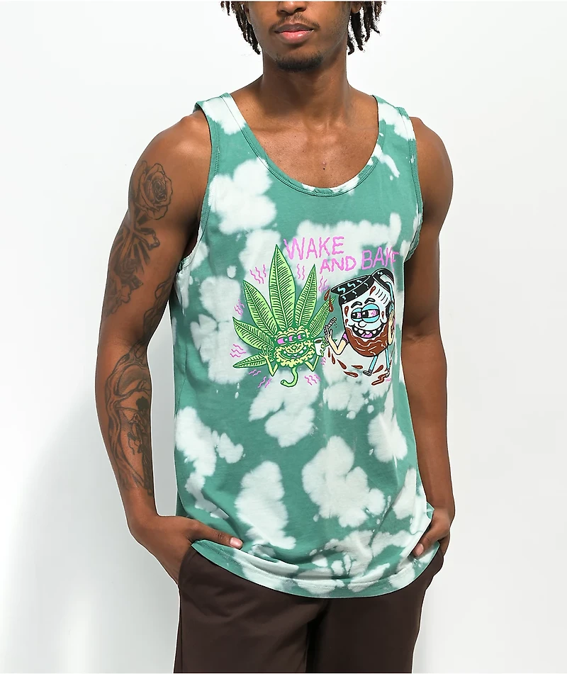 Killer Acid Wake And Bake Green Tie Dye Tank Top