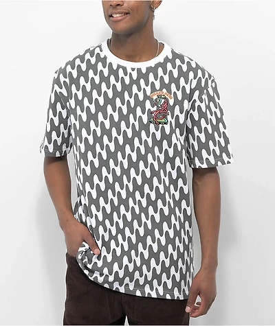 Killer Acid Wavy Stripe Eye Black & White T-Shirt