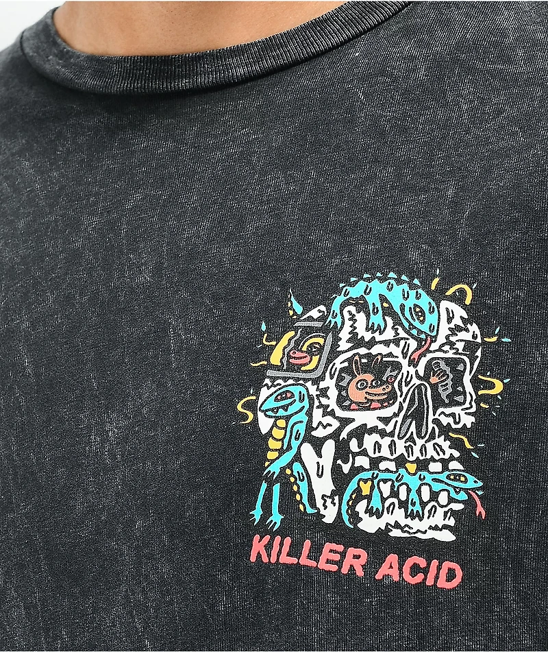 Killer Acid World Goes On  Washed Black T-Shirt