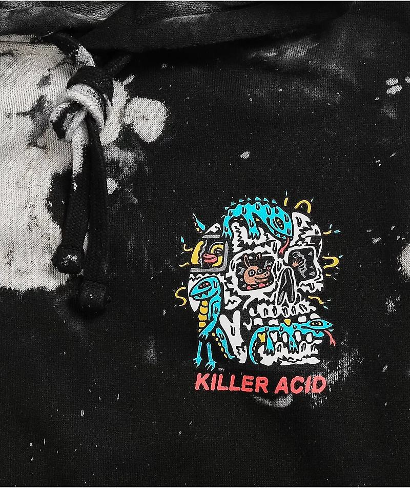 Killer Acid World Goes On Black & White Bleach Hoodie