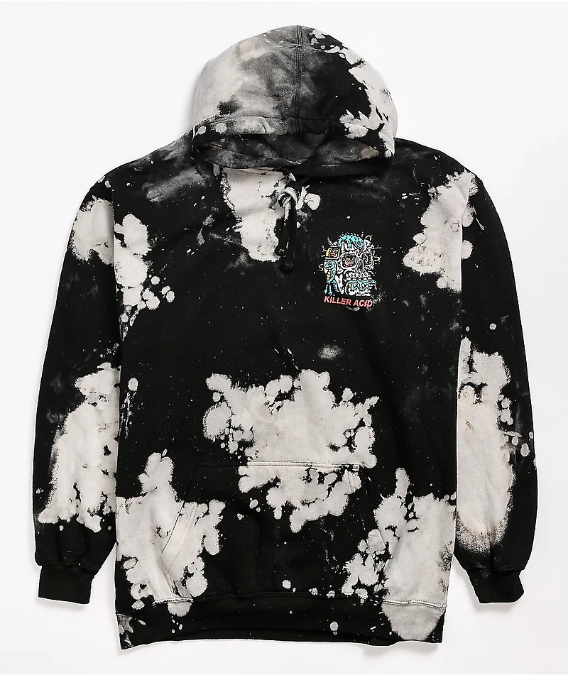 Killer Acid World Goes On Black & White Bleach Hoodie