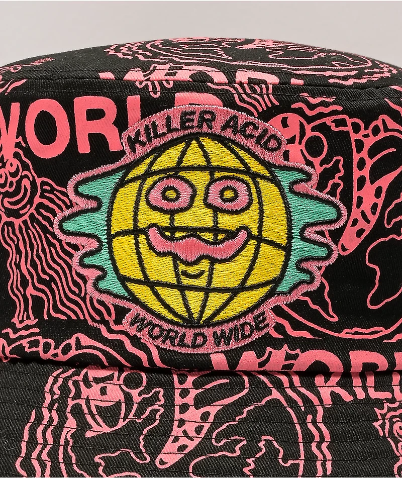 Killer Acid Worldwide Black & Pink Bucket Hat