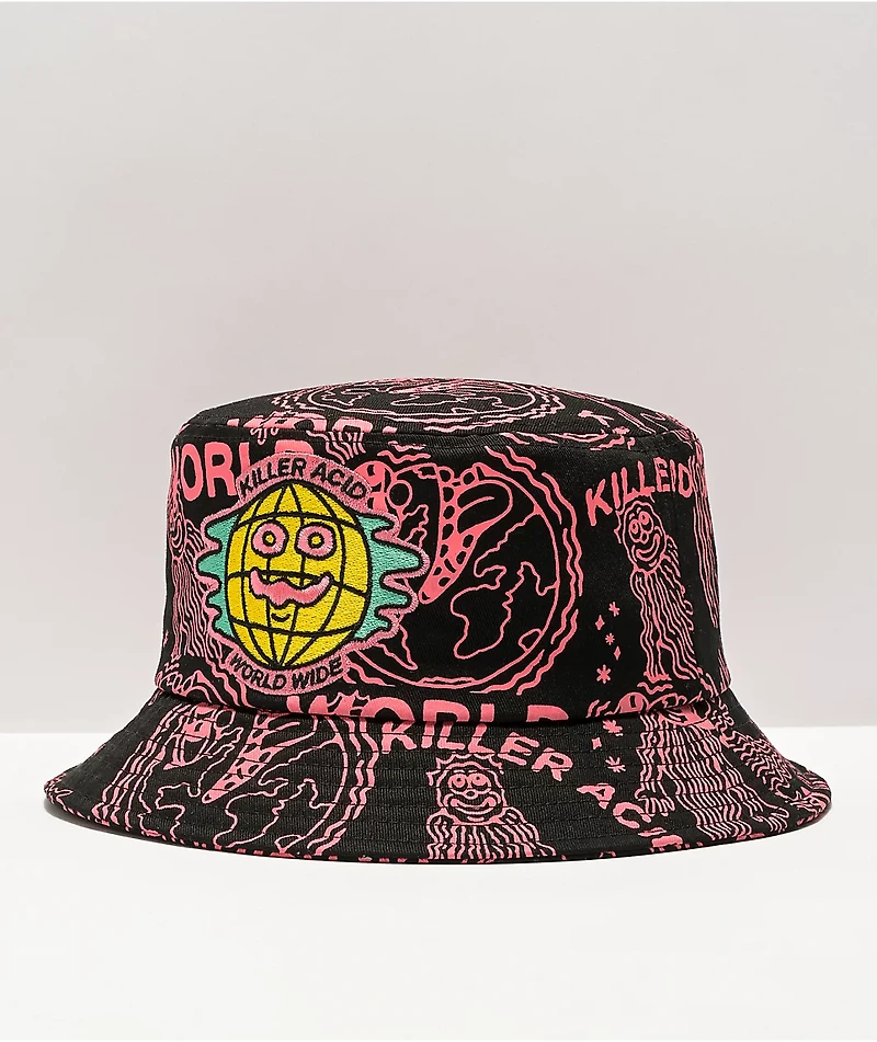 Killer Acid Worldwide Black & Pink Bucket Hat