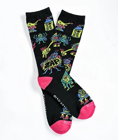 Killer Acid Zap! Black & Pink Crew Socks