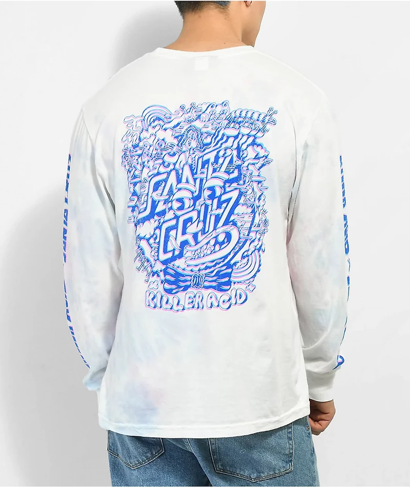 Killer Acid x Santa Cruz 3D Dot White, Pink & Purple Tie Dye Long Sleeve T-Shirt