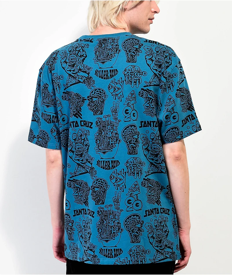 Killer Acid x Santa Cruz All Over Print Navy T-Shirt