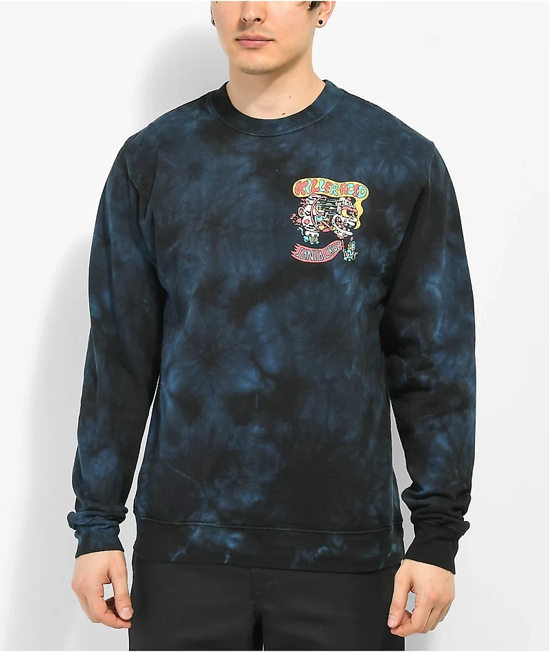 Killer Acid x Santa Cruz Fake Head Navy Blue Tie Dye Crewneck Sweatshirt