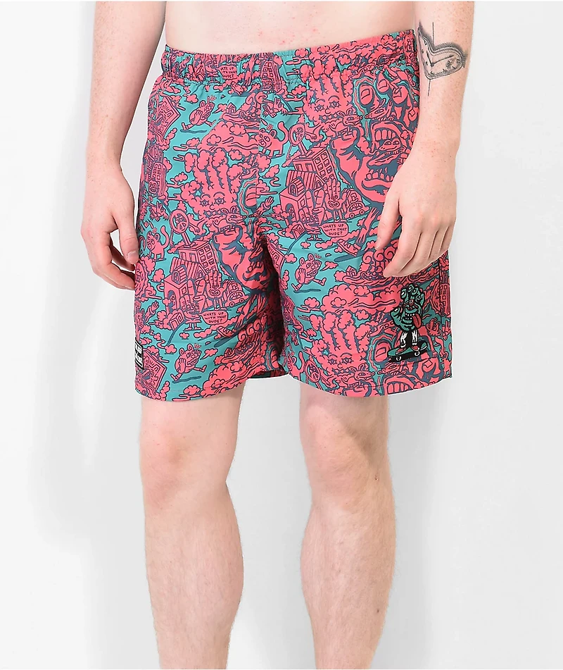 Killer Acid x Santa Cruz Little Hand Pink & Green Board Shorts
