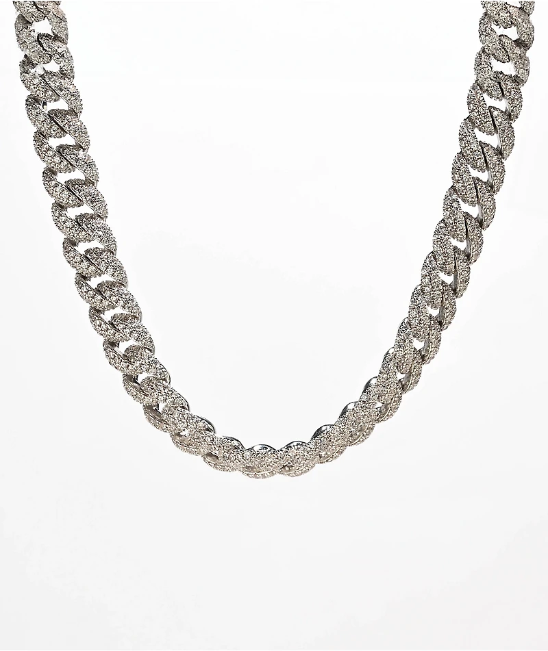 King Ice 12mm Iced Miami Cuban Link White Gold Choker Necklace
