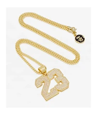 King Ice 23 Pendant 20" Gold Necklace