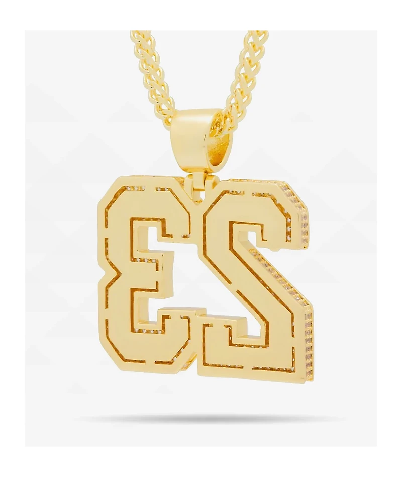 King Ice 23 Pendant 20" Gold Necklace