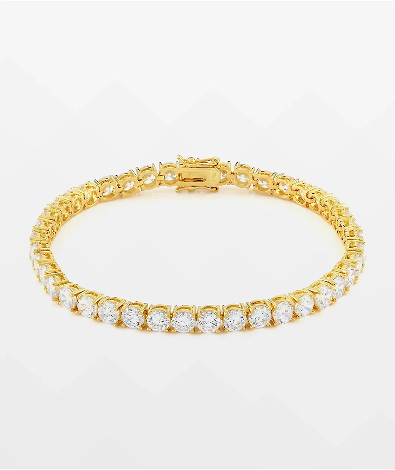 King Ice 5mm Single Row Gold Tennis Bracelet