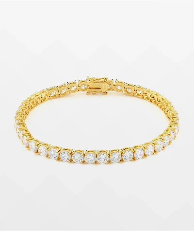 King Ice 5mm Single Row Gold Tennis Bracelet