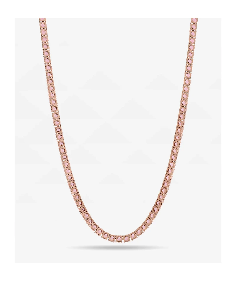 King Ice 5mm Single Row Pink Gold Tennis Chain Necklace