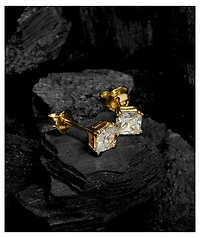 King Ice 6mm Gold & Clear Princess Cut Earrings
