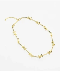King Ice Barbed Wire Chain Yellow Gold Necklace