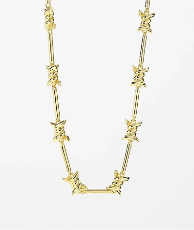 King Ice Barbed Wire Chain Yellow Gold Necklace