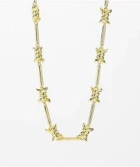 King Ice Barbed Wire Chain Yellow Gold Necklace