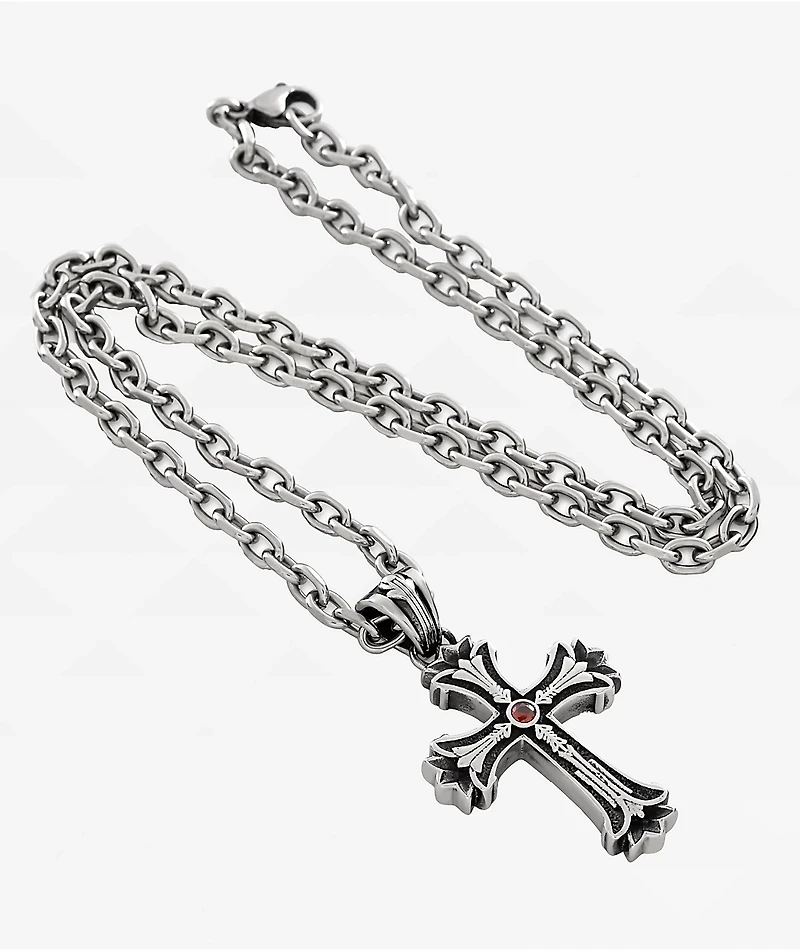 King Ice Biker Cross Stainless Steel Necklace