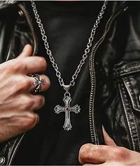 King Ice Biker Cross Stainless Steel Necklace