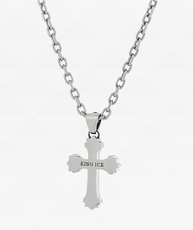 King Ice Biker Cross Stainless Steel Necklace