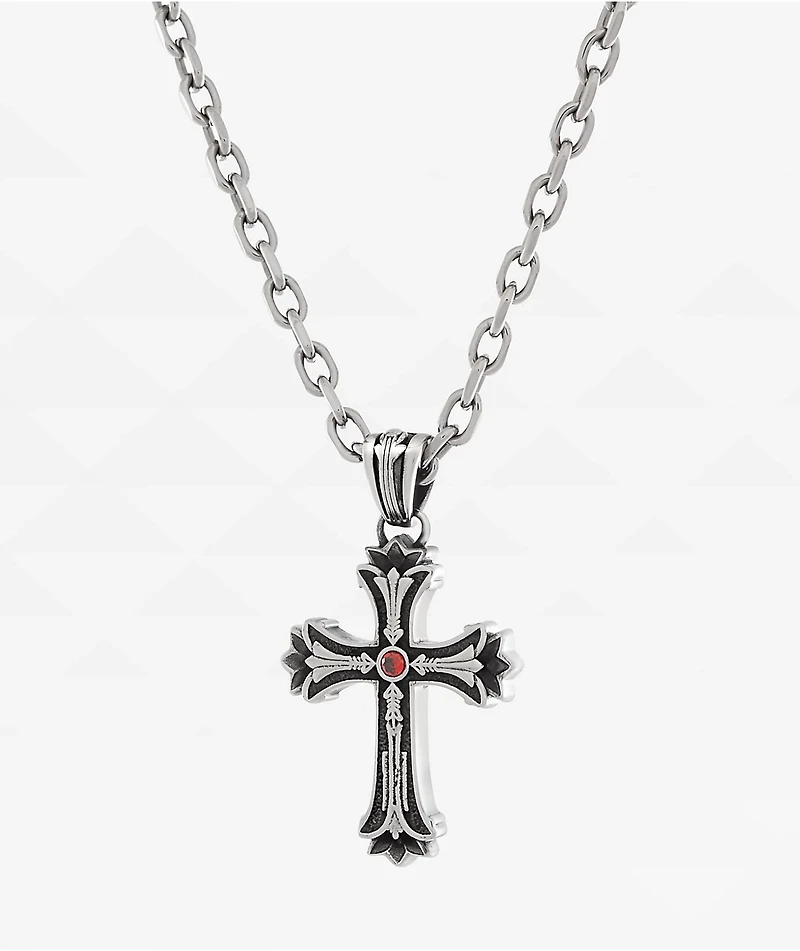 King Ice Biker Cross Stainless Steel Necklace