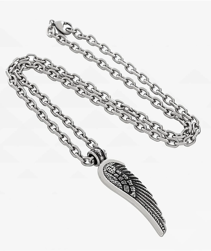 King Ice Biker Wing Silver Necklace