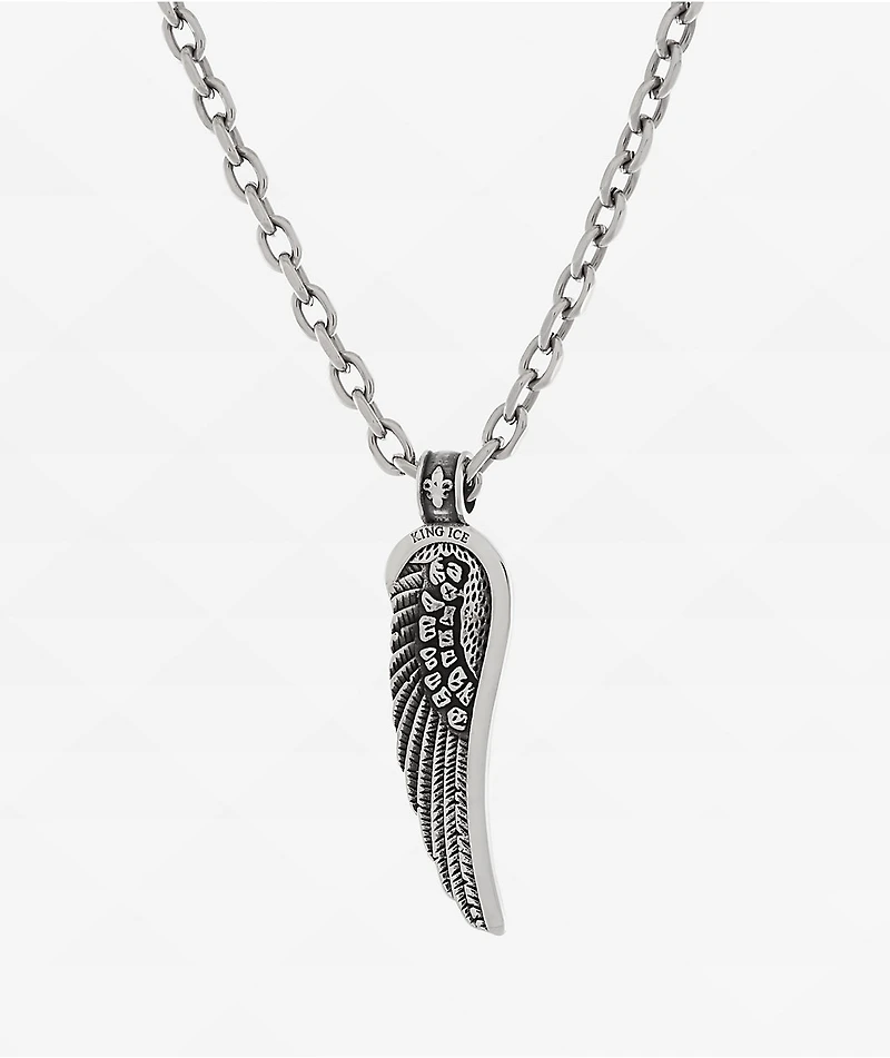 King Ice Biker Wing Silver Necklace