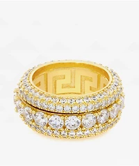 King Ice Brilliant Cut Icy Gold Spinner Ring