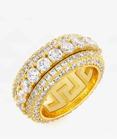 King Ice Brilliant Cut Icy Gold Spinner Ring