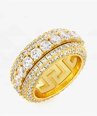 King Ice Brilliant Cut Icy Gold Spinner Ring