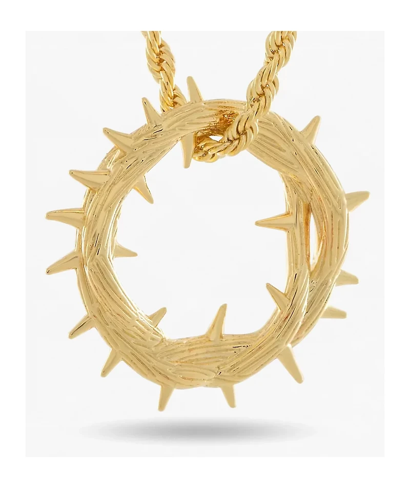 King Ice Crown Of Thorns 22" Gold Rope Necklace