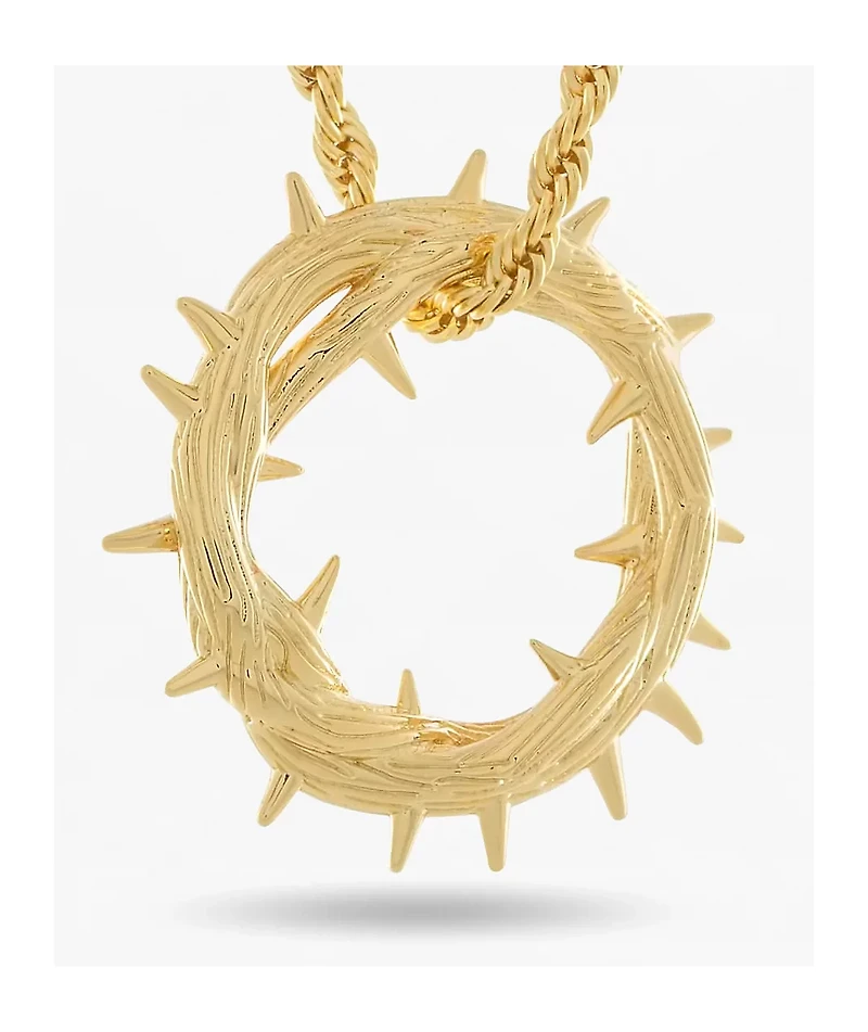 King Ice Crown Of Thorns 22" Gold Rope Necklace
