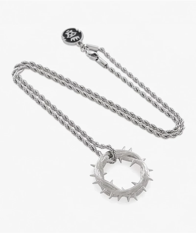 King Ice Crown Of Thorns 22" White Gold Rope Necklace