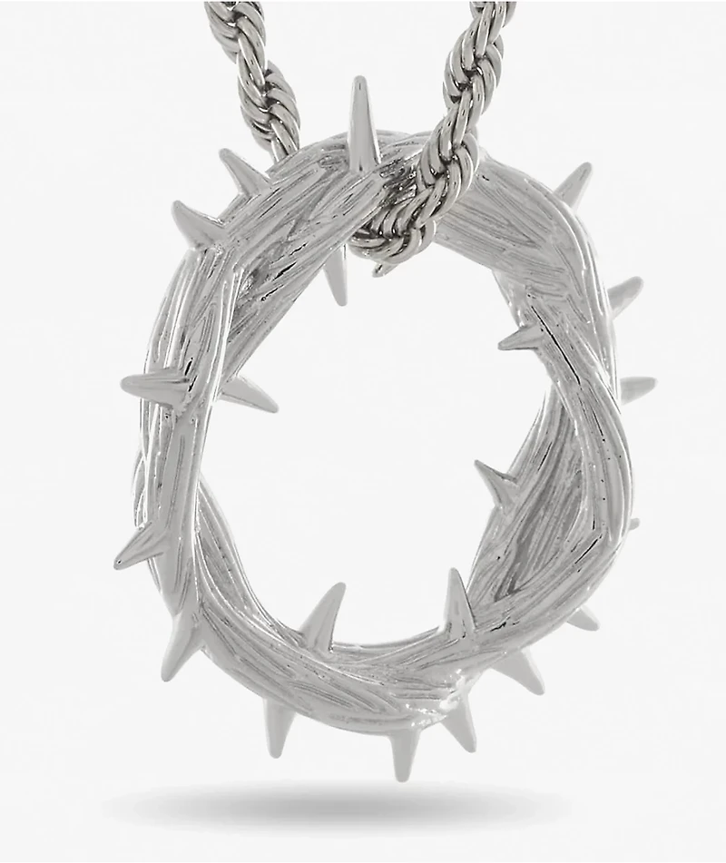 King Ice Crown Of Thorns 22" White Gold Rope Necklace