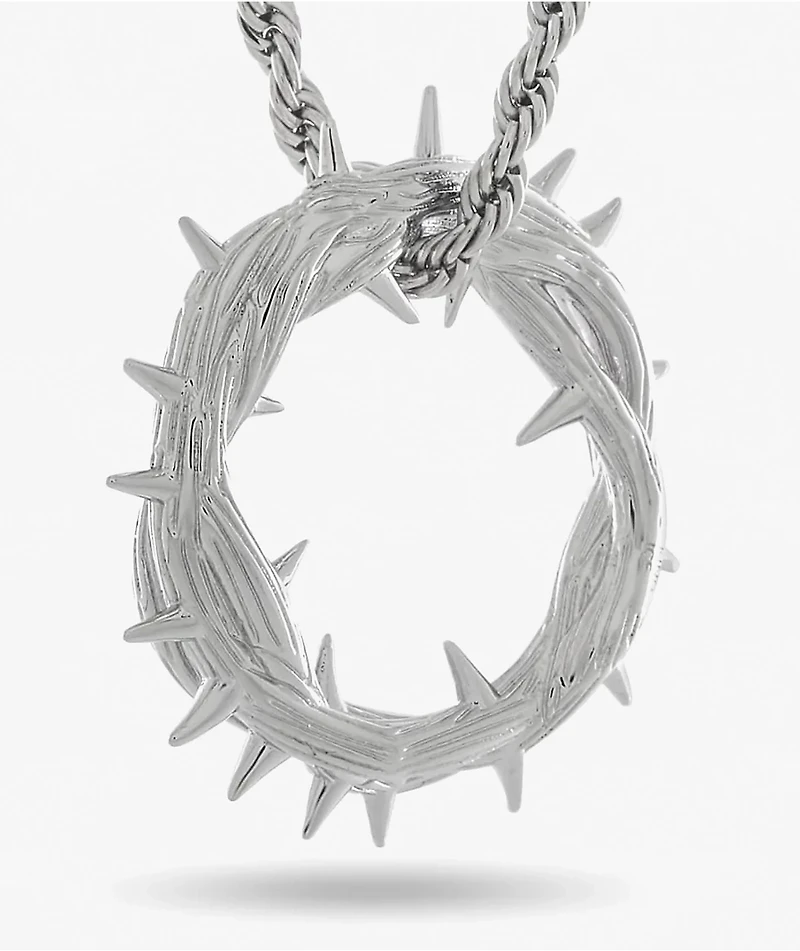 King Ice Crown Of Thorns 22" White Gold Rope Necklace