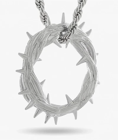 King Ice Crown Of Thorns 22" White Gold Rope Necklace