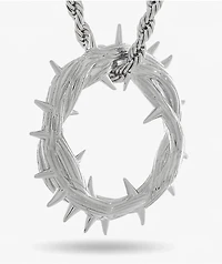 King Ice Crown Of Thorns 22" White Gold Rope Necklace