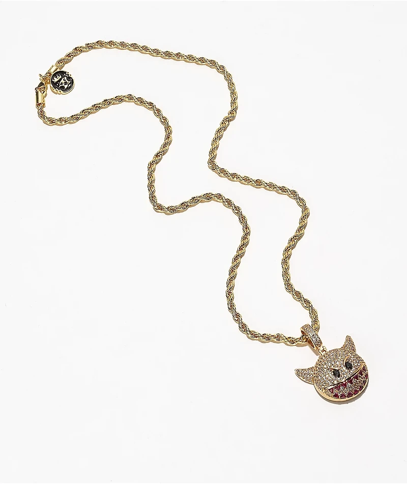 King Ice Devil Emoji 20" Gold Necklace