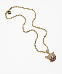 King Ice Devil Emoji 20" Gold Necklace