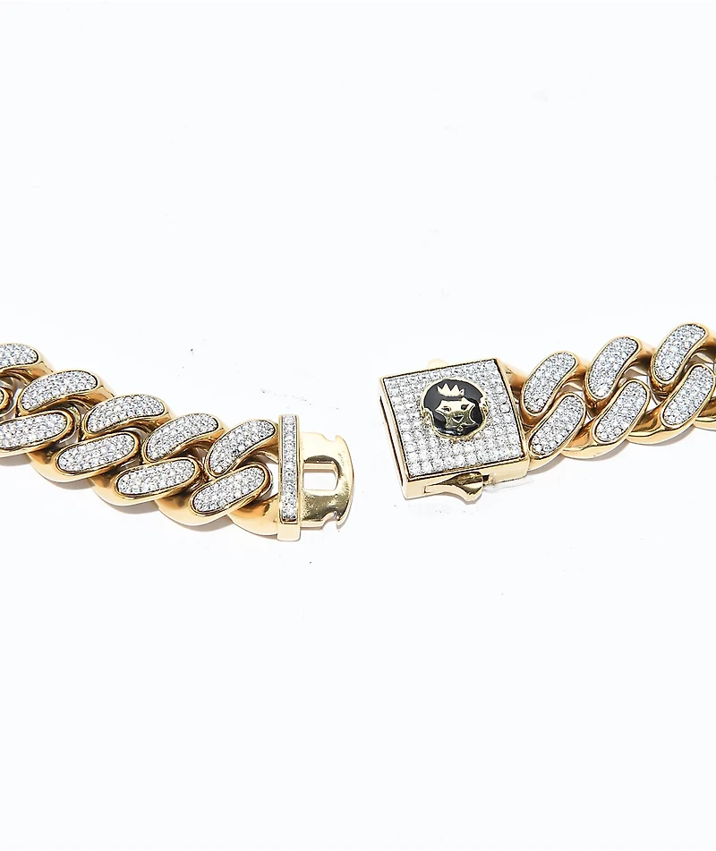 King Ice Diamond Cut 22" Gold Miami Cuban Link Chain