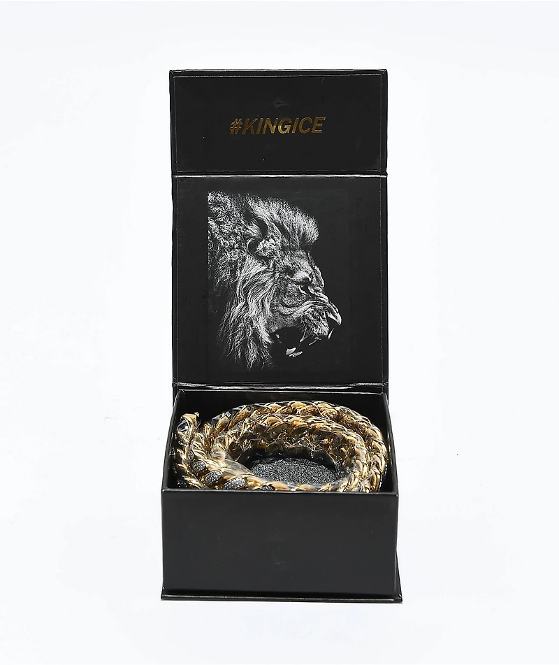 King Ice Diamond Cut 22" Gold Miami Cuban Link Chain